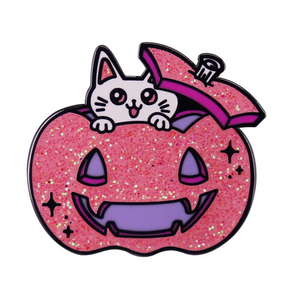 Cat Pin: Can in a Pumpkin
